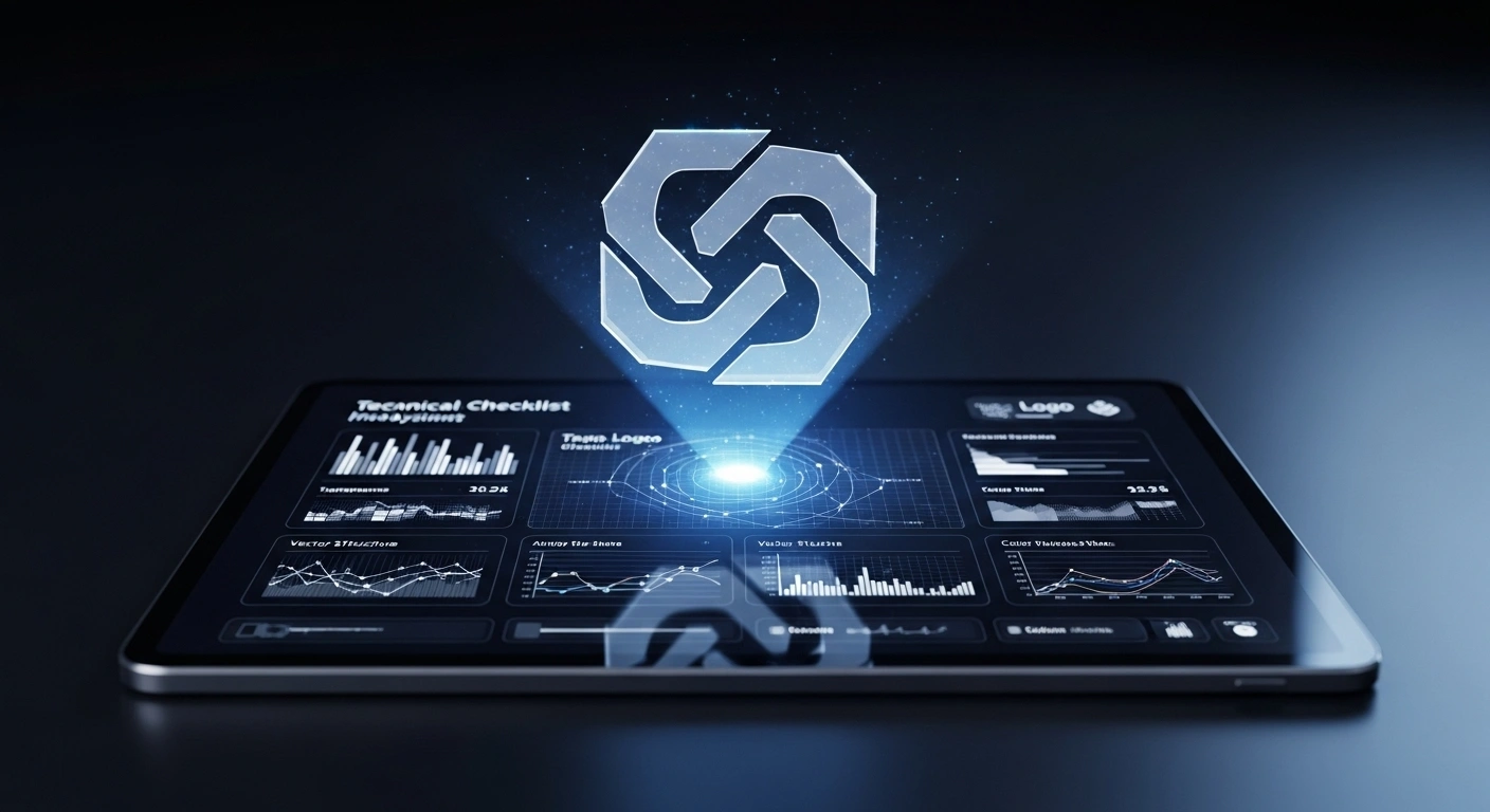 Checklist technique pour un logo à côté d'une icône de logo sur un bureau