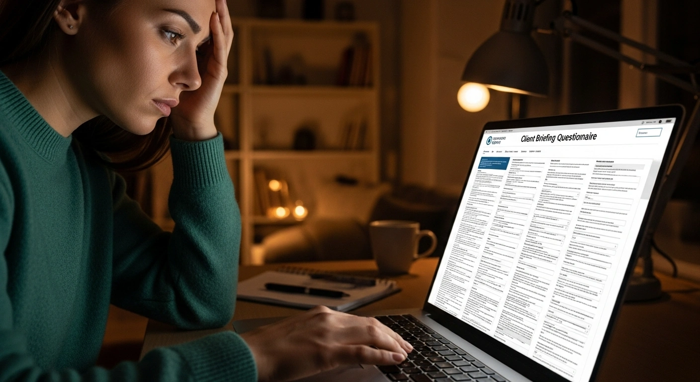 Illustration du processus de briefing client classique avec un questionnaire passif