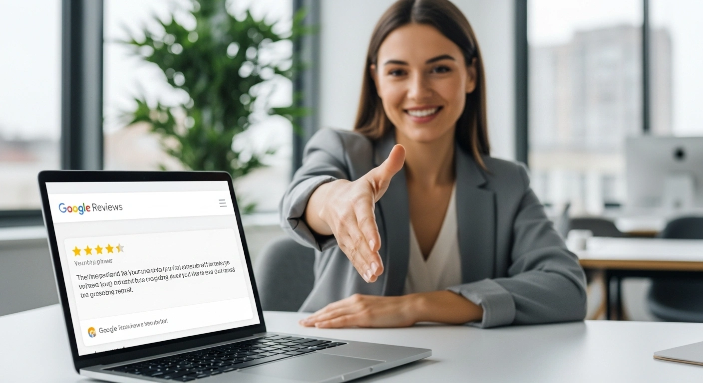 Main transformant une étoile de notation négative en étoile positive, symbolisant la gestion de la réputation.