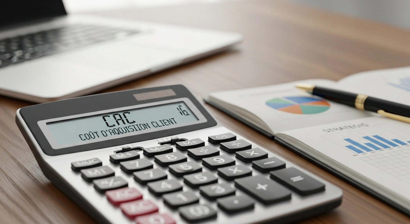 Calculatrice affichant le sigle CAC pour Coût d'Acquisition Client