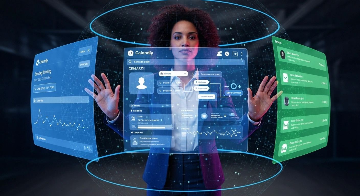 Tableau de bord d'un CRM professionnel comme HubSpot montrant l'intégration avec Calendly