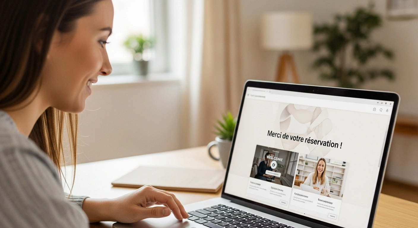 Client satisfait après une expérience de réservation fluide et professionnelle
