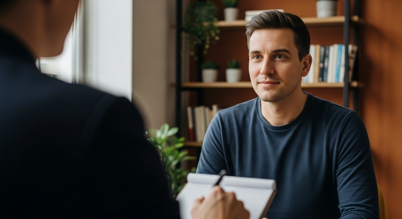 Coach en session avec un client, montrant la concentration et la connexion rendues possibles par l'automatisation