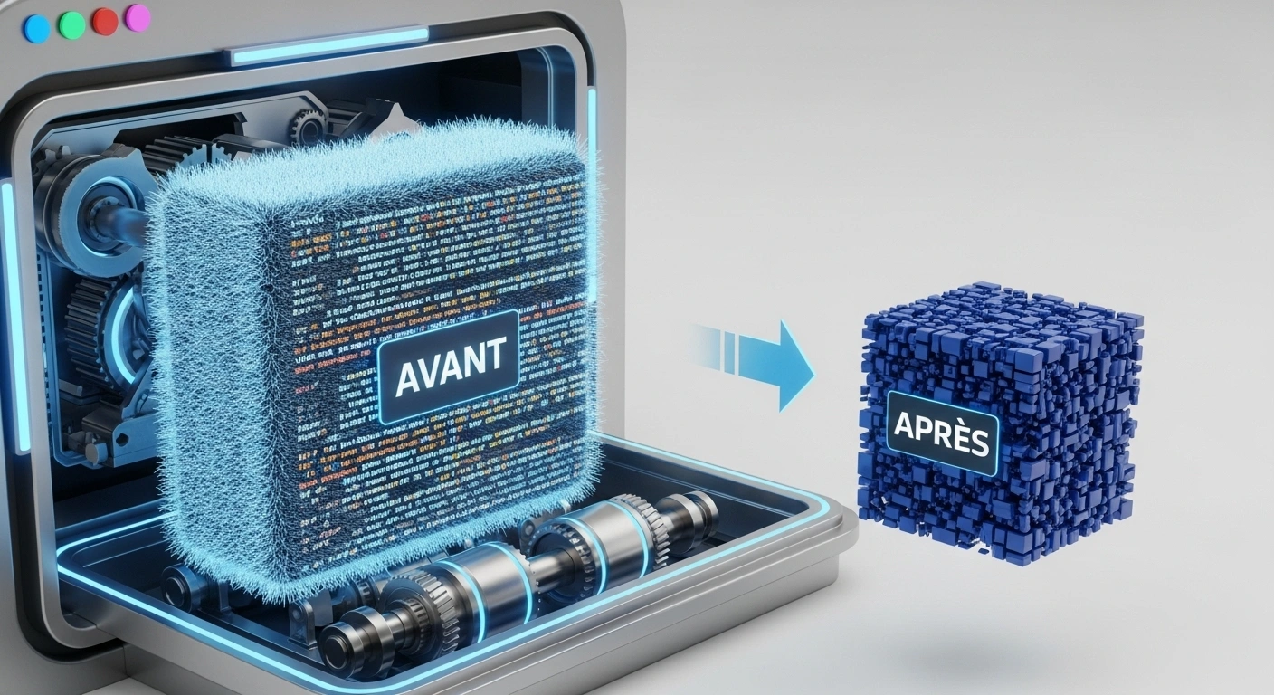 Comparaison de code CSS avant et après minification, illustrant la réduction de la taille du fichier.