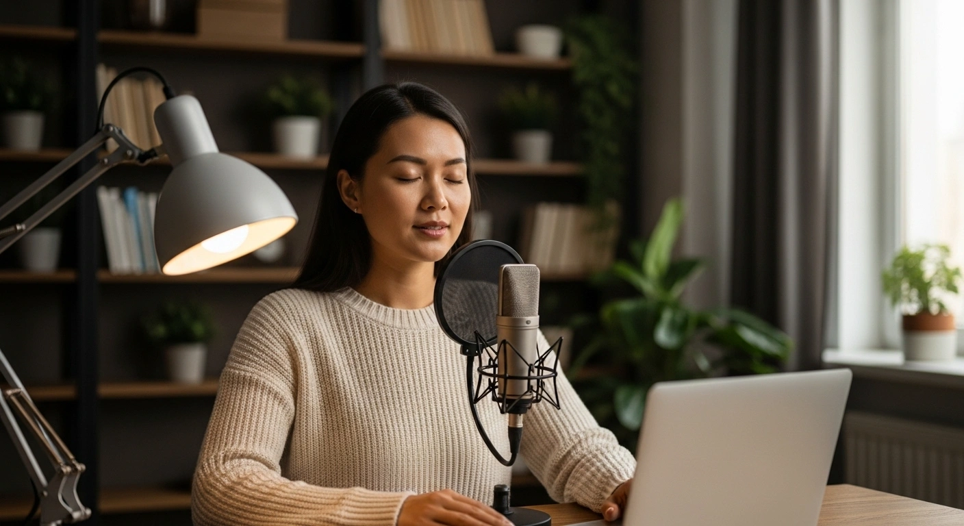 Coach créant un lead magnet sur son ordinateur, avec des notes et une tasse de thé