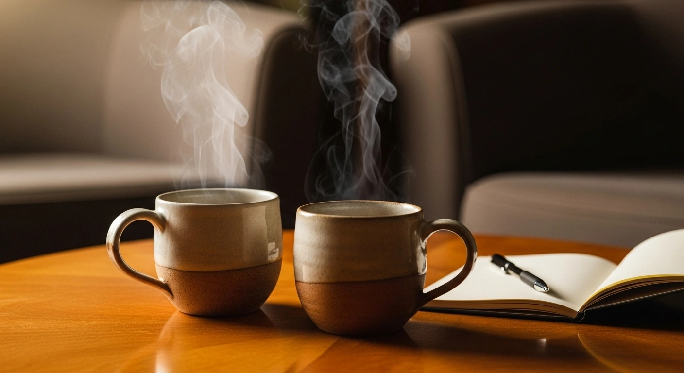 Chemin clair et balisé dans une forêt paisible, symbolisant un parcours client rassurant.
