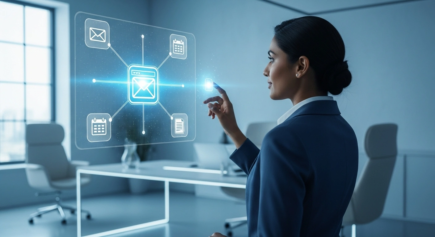 Schéma d'un écosystème digital avec un site web au centre, connecté à l'e-mail, Calendly et la newsletter.