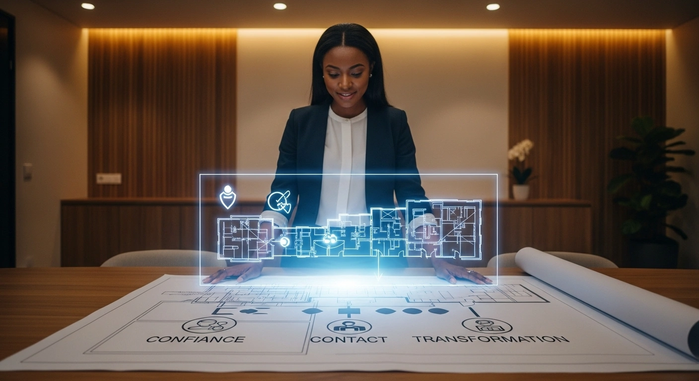 Coach regardant un plan stratégique clair, symbolisant la résolution du bon problème