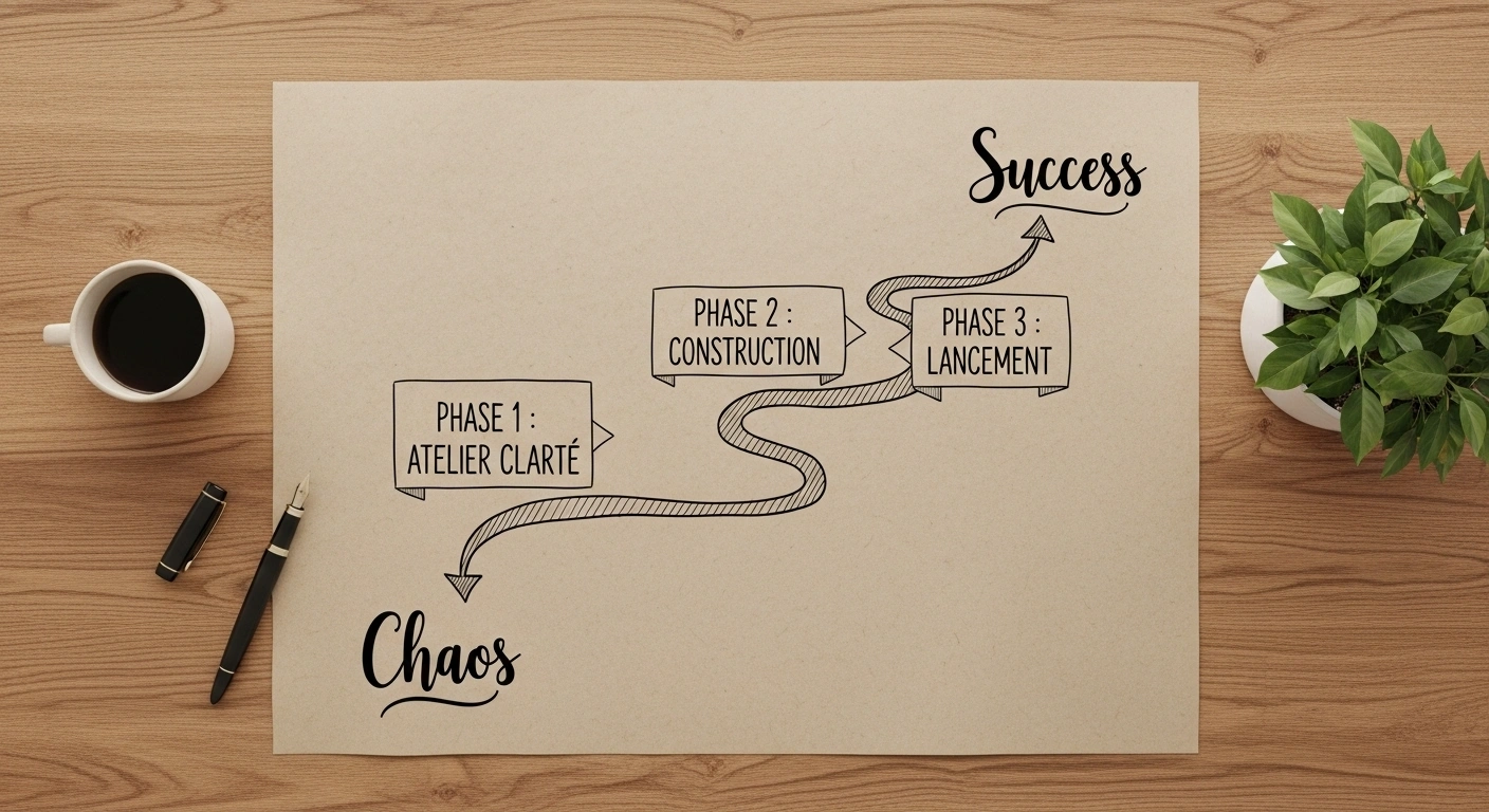 Une feuille de route stratégique bien définie pour un projet de site web, symbolisant l'investissement dans un processus clair.