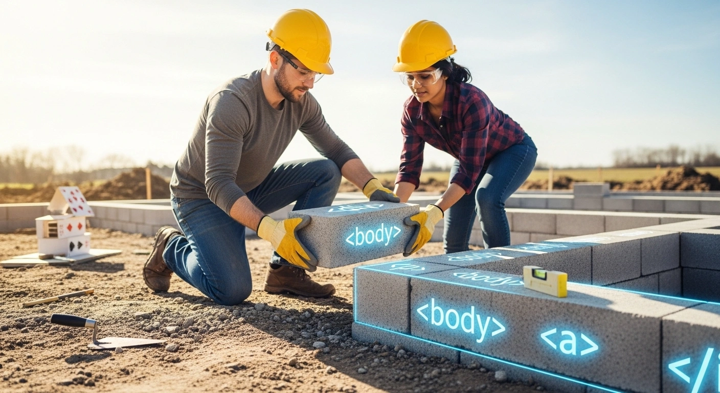 Une maison solide construite en briques, représentant la durabilité d'un site codé sur mesure.