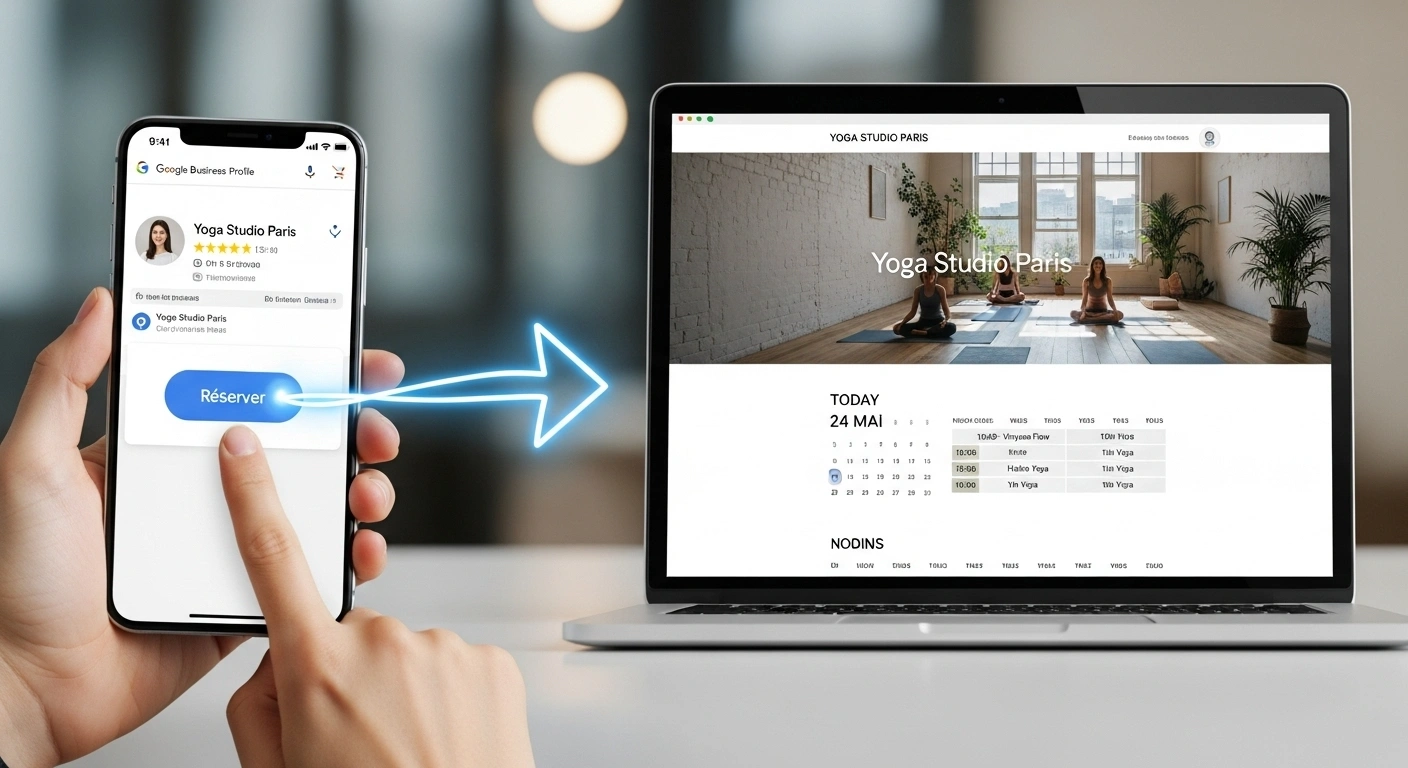 Interface de réservation de cours de Pilates sur un site web.