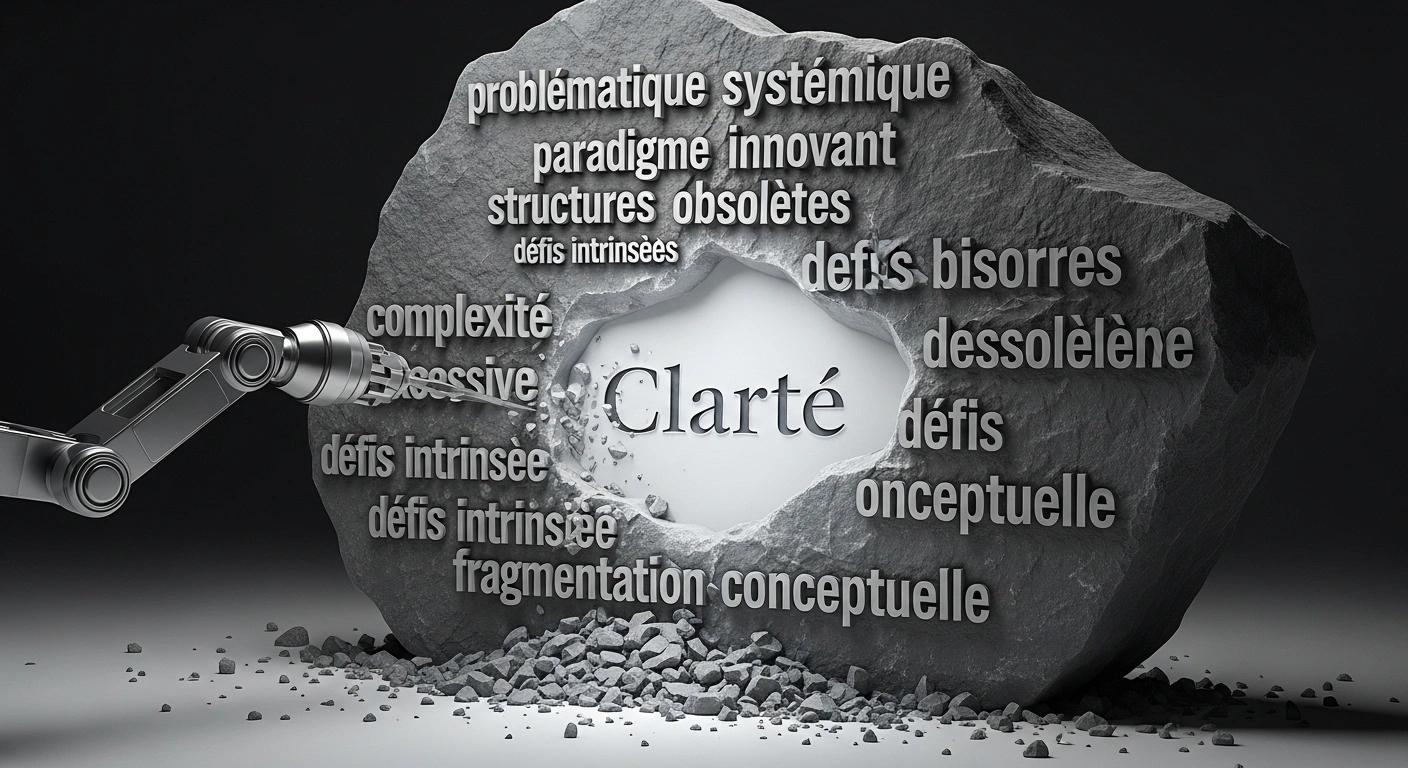 Un texte confus sur un écran est clarifié et rendu percutant par l'intervention d'une IA