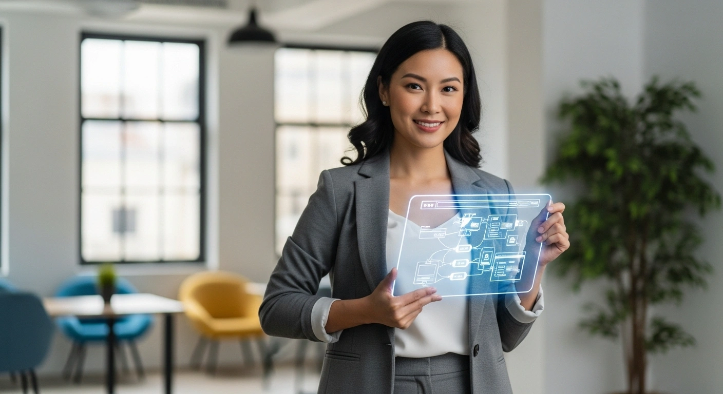 Personne tenant les clés de son propre espace digital, symbolisant la propriété d'un site web.