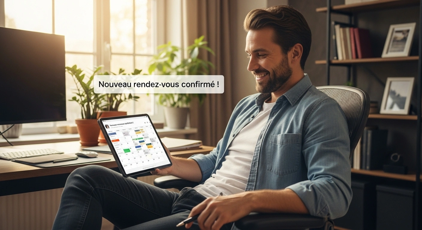 Interface de Calendly montrant la simplicité de la prise de rendez-vous en ligne.