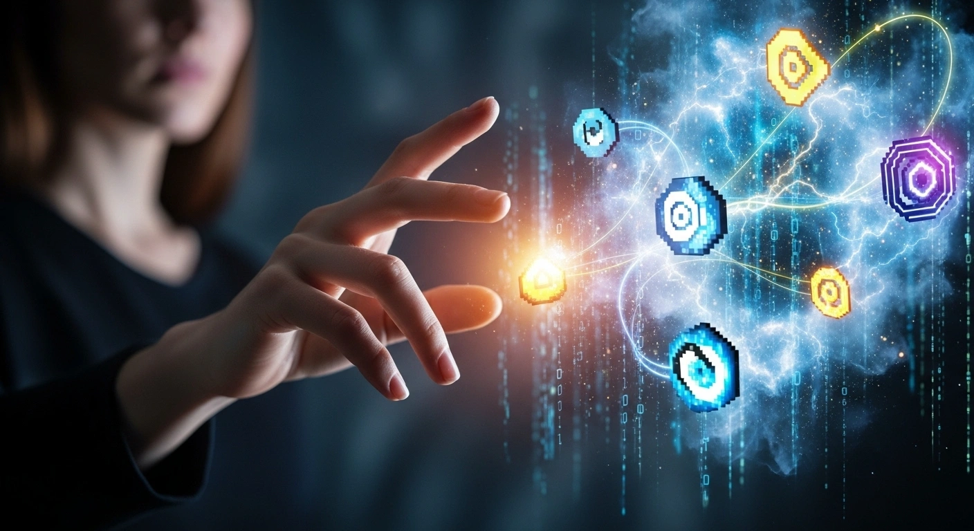 Interface futuriste d'une intelligence artificielle générant des concepts de logos uniques.