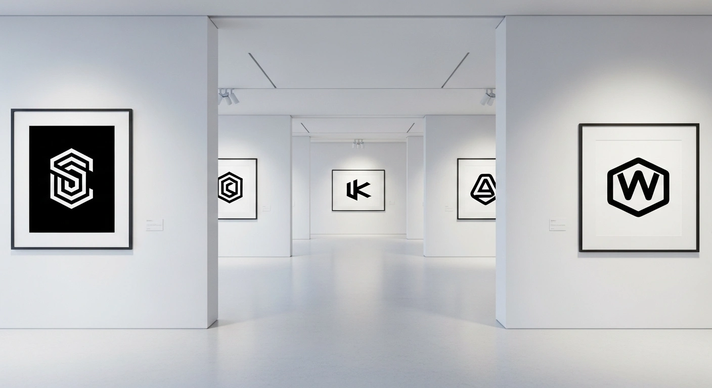 Plusieurs logos iconiques et simples flottant de manière épurée