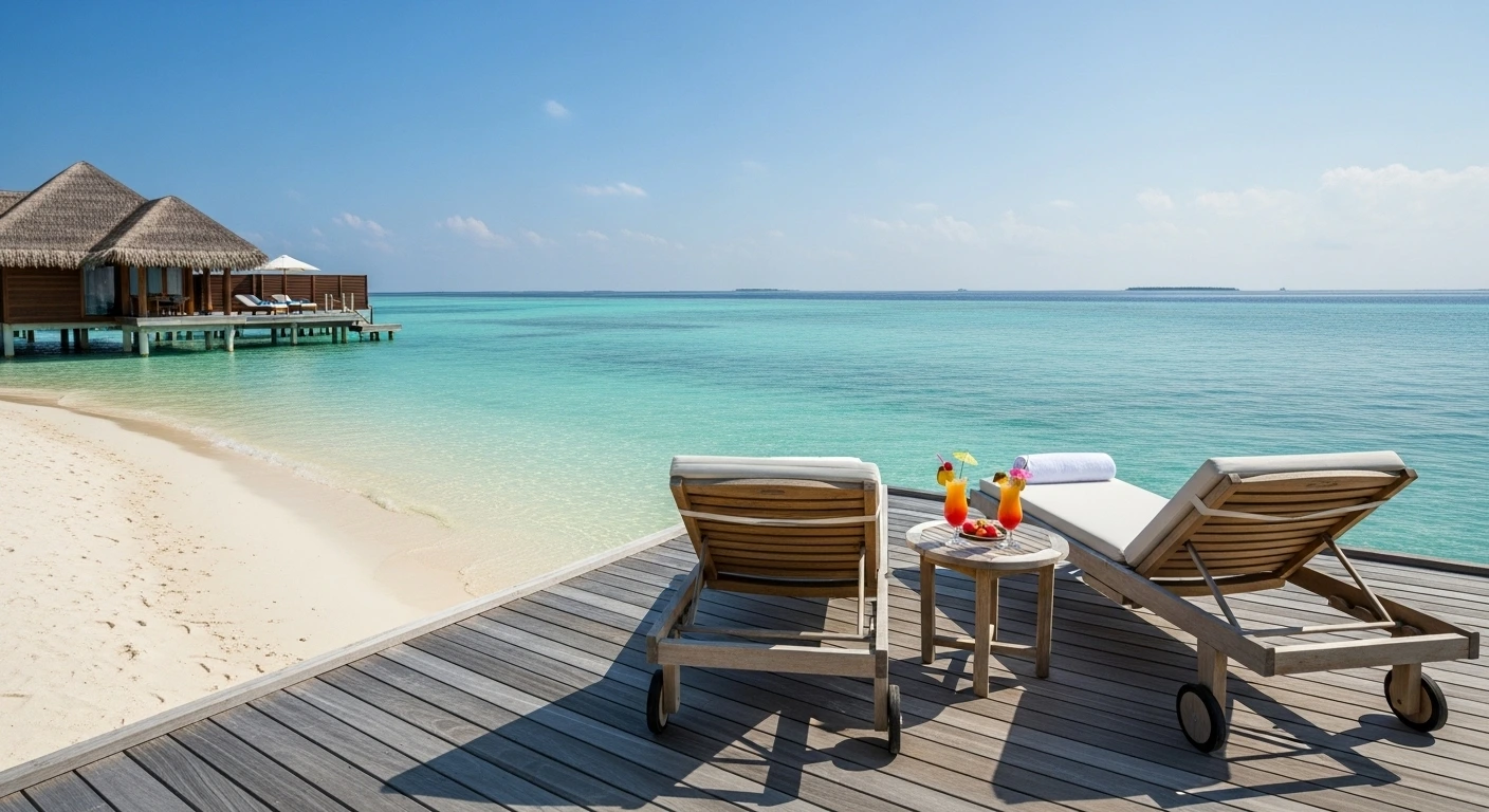 Plage de sable blanc aux Maldives, symbolisant une destination désirable