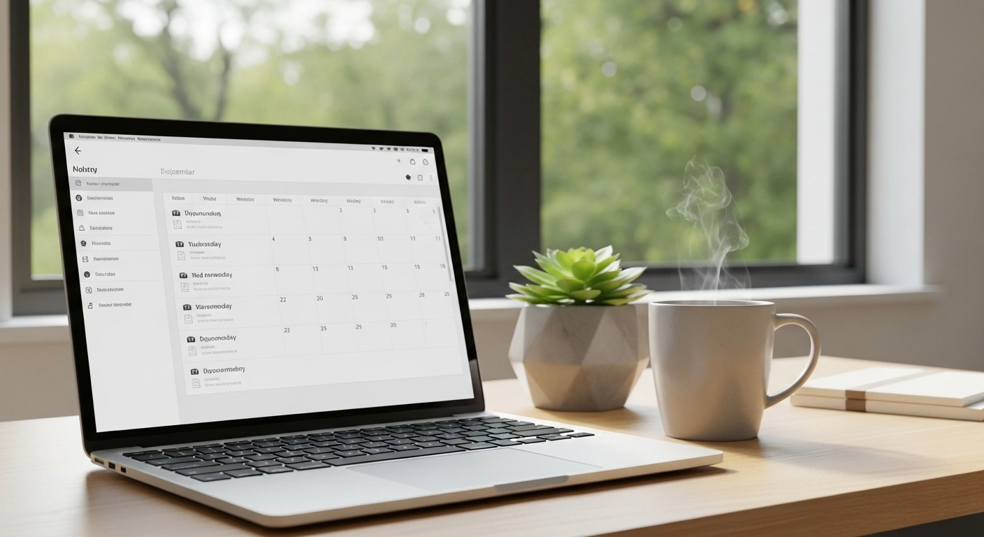 Calendrier digital sur un ordinateur portable, symbolisant une prise de rendez-vous professionnelle et efficace.