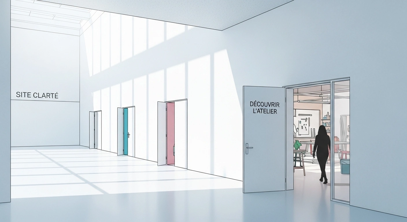 Schéma du parcours visiteur allant du Site Clarté vers une page de vente dédiée à une offre