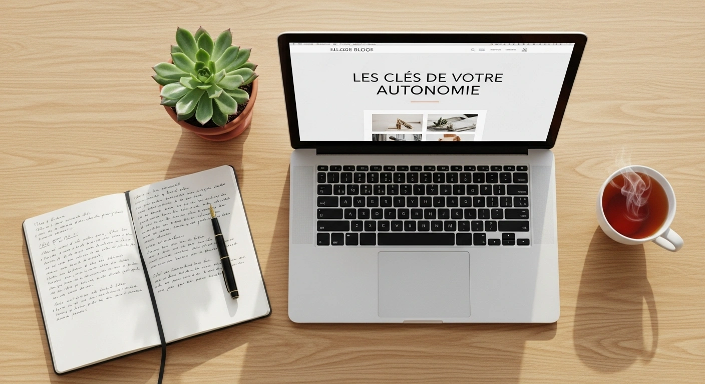 Un livre ouvert sur un bureau, symbolisant le partage de connaissances via un blog.