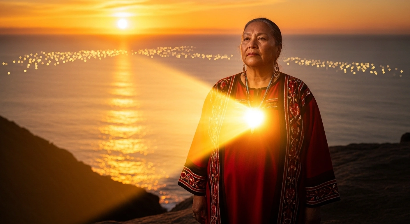 Un phare sur une côte rocheuse qui émet un faisceau lumineux unique et coloré, attirant des bateaux spécifiques.