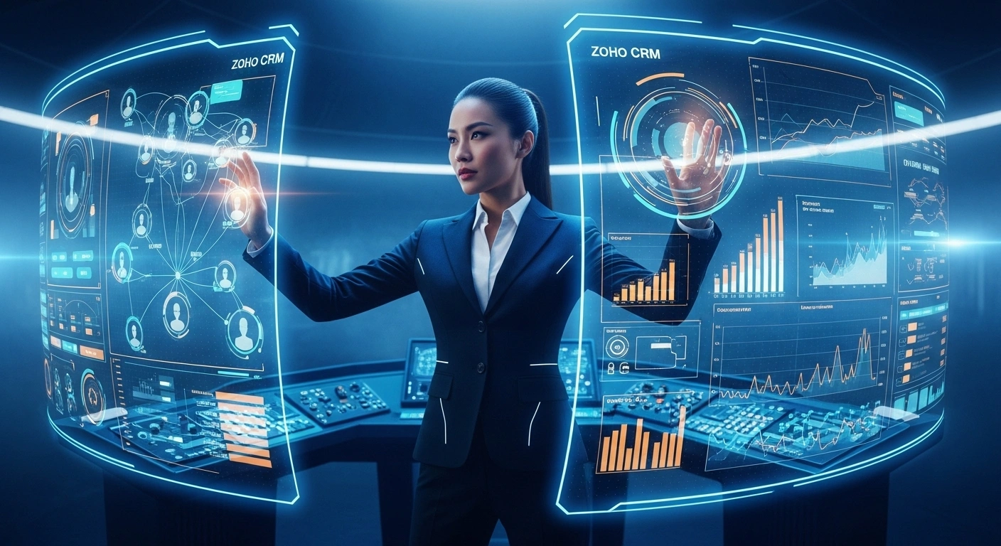 Tableau de bord de Zoho CRM montrant le suivi des prospects