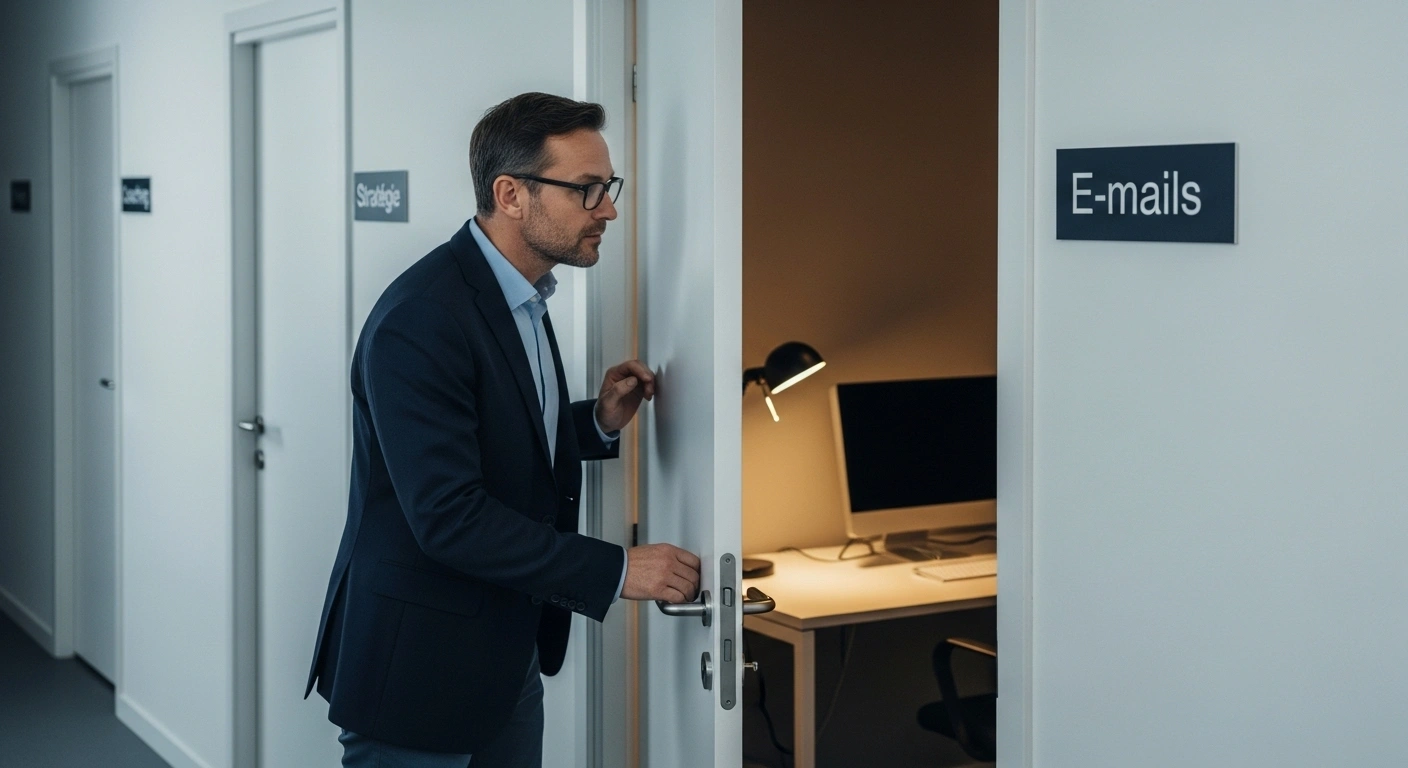 Calendrier avec des blocs de temps dédiés à la gestion des emails, symbolisant la concentration.