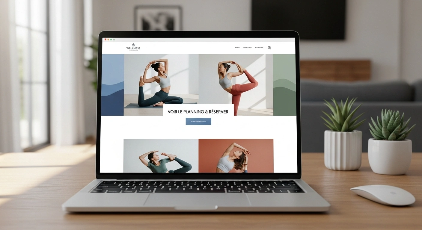 Site web professionnel pour un professeur de yoga intégrant un système de réservation.