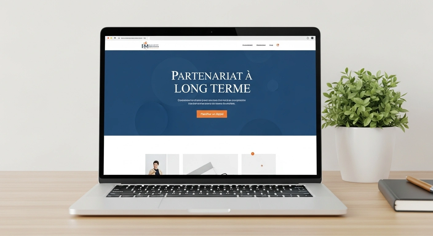 Maquette d'une page de site web présentant une offre de partenariat à long terme