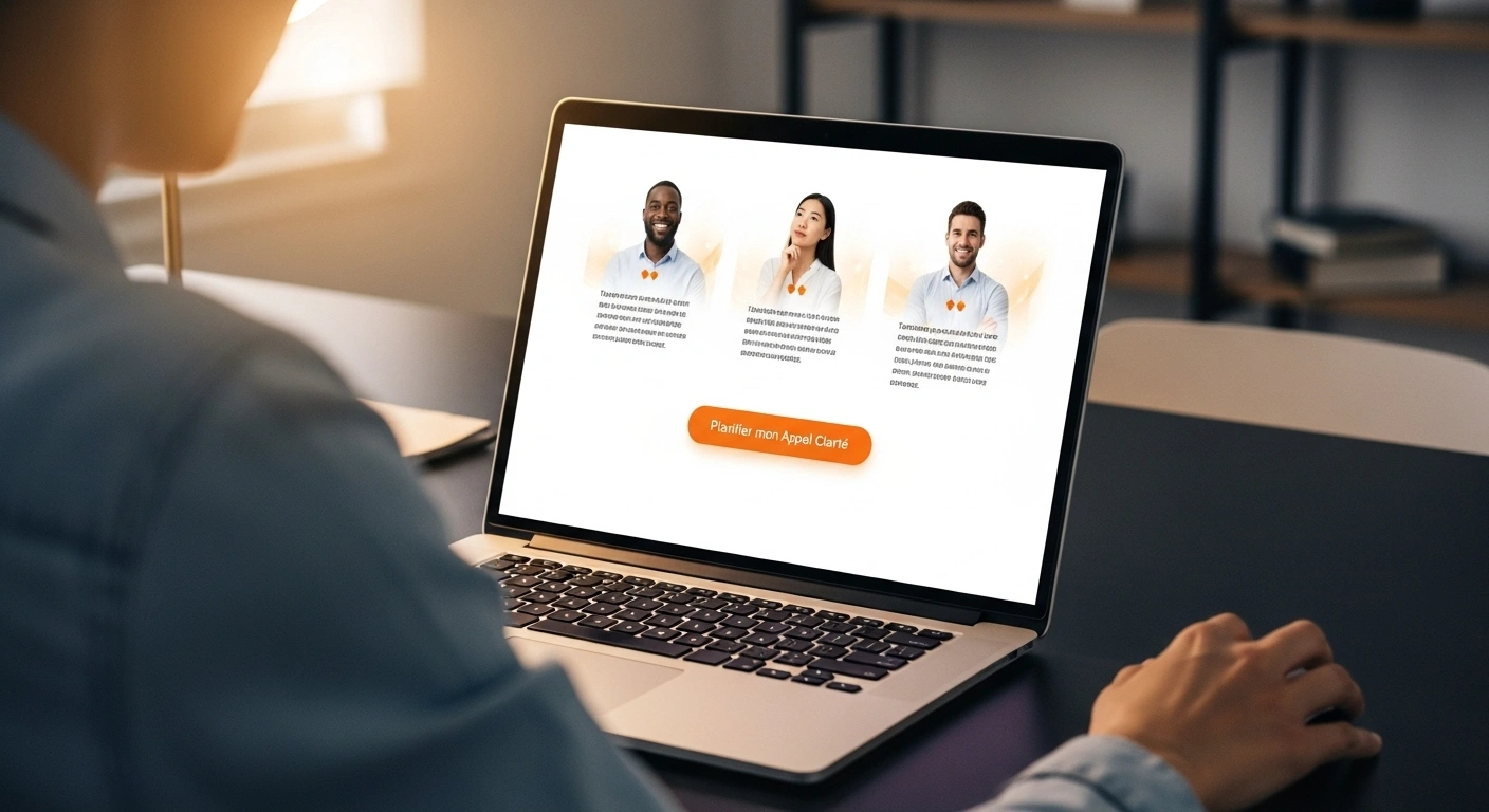 Visuel montrant un client validant sa décision grâce à la preuve sociale avant de passer à l'action.
