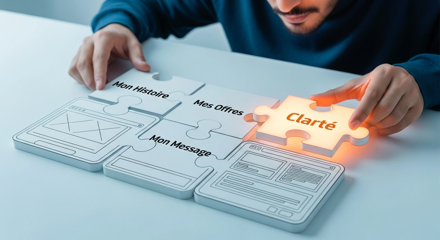 Personne remplissant un guide structuré, symbolisant l'Atelier de Clarté