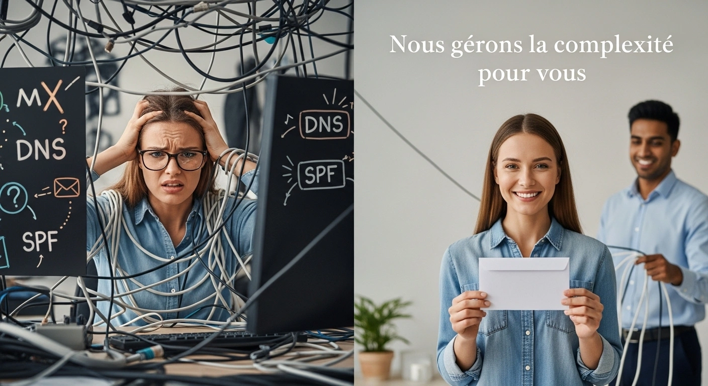Infographie simple en 3 étapes : Choisir, Créer, Confier