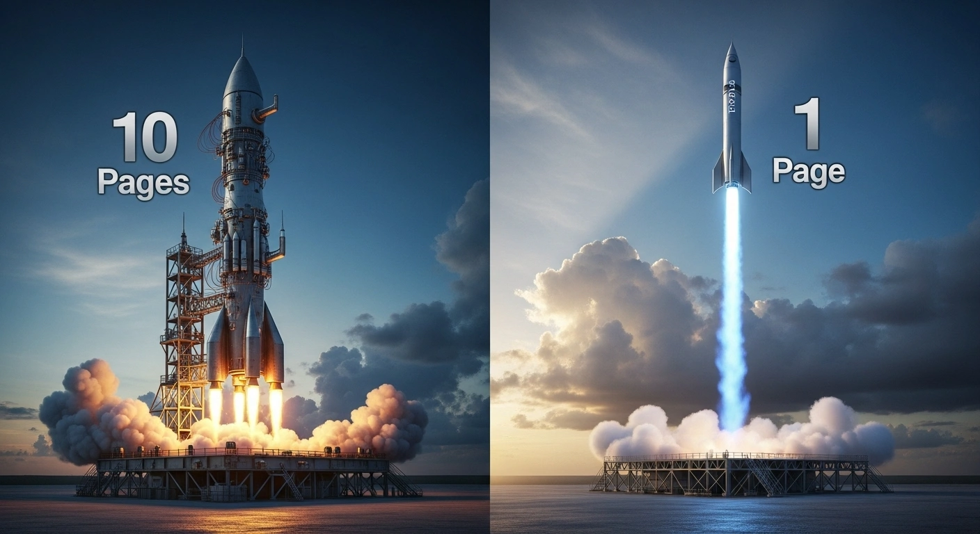 Graphique montrant le résultat de conversion d'un site one-page dépassant un site multi-pages