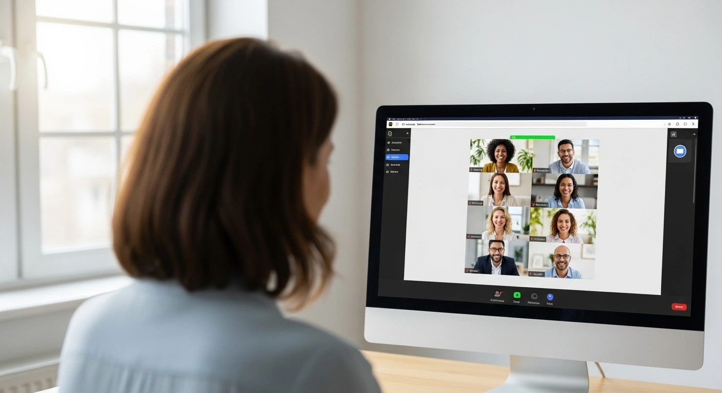 Un groupe de personnes interagissant joyeusement lors d'un atelier en ligne.