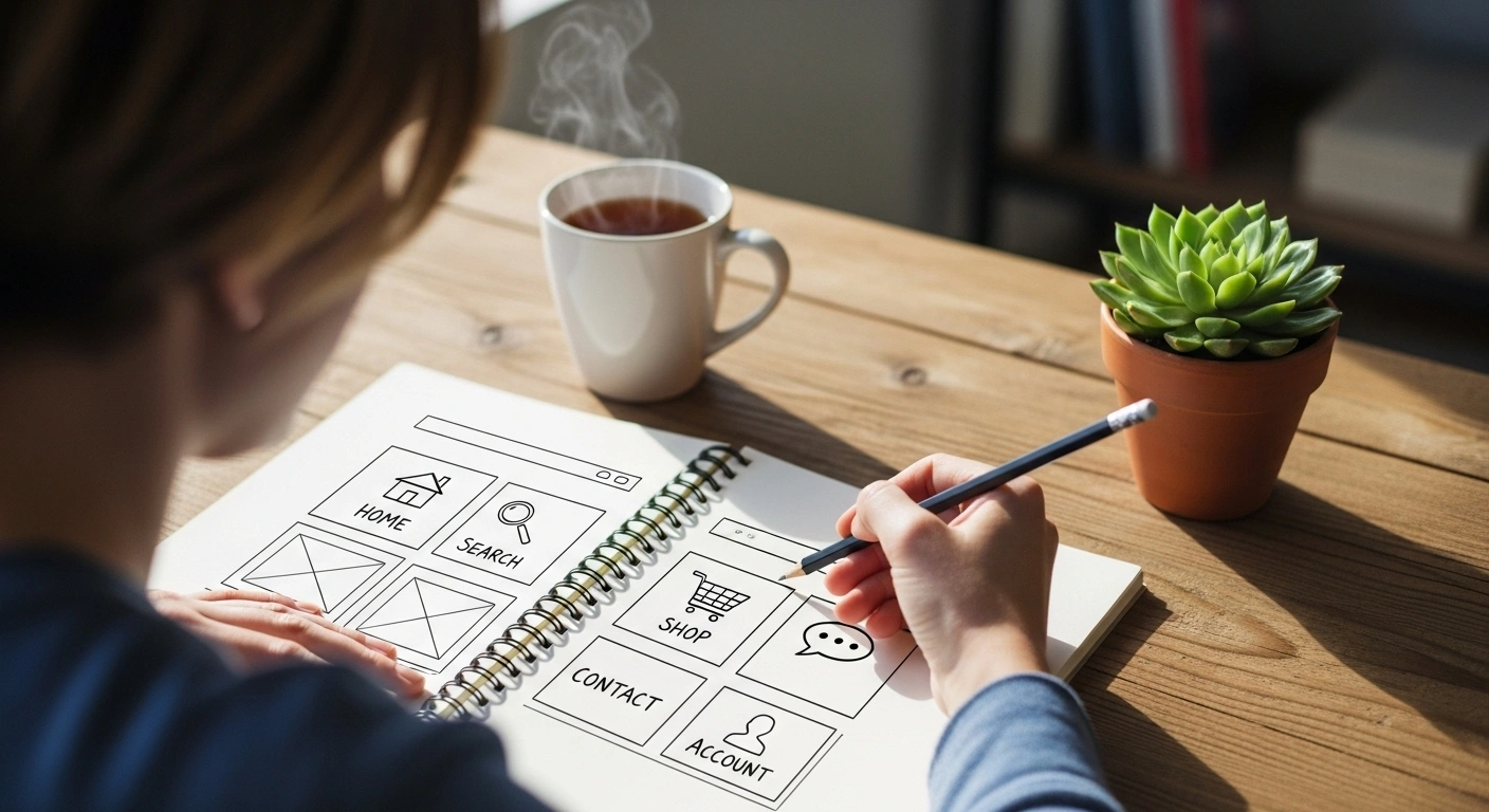 Maquette de site web avec 5 blocs distincts symbolisant une structure claire.