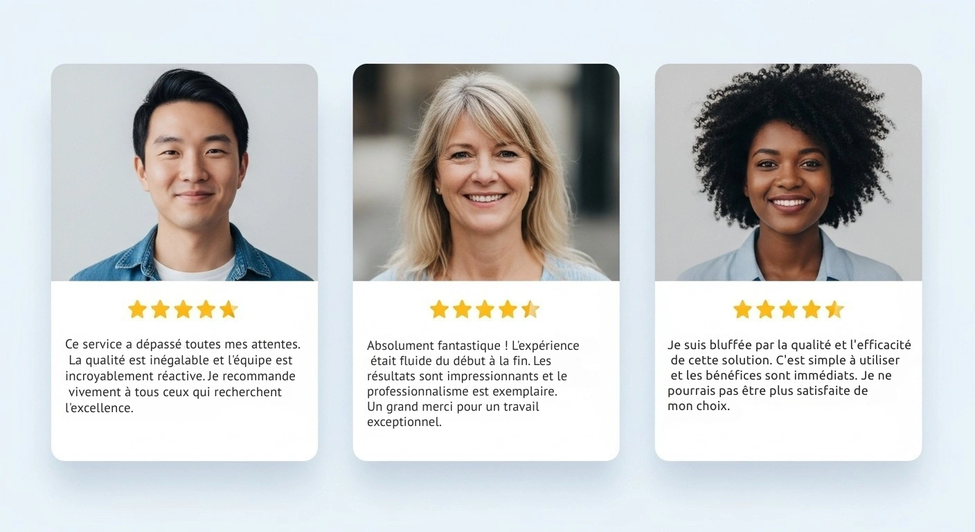 Illustration de la preuve sociale avec des avis clients positifs