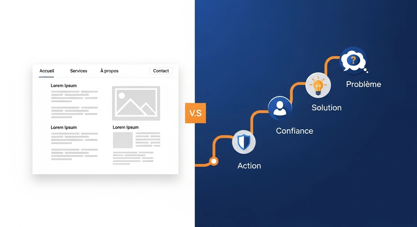 Comparaison entre une brochure dépliée et une bobine de film se déroulant en une histoire