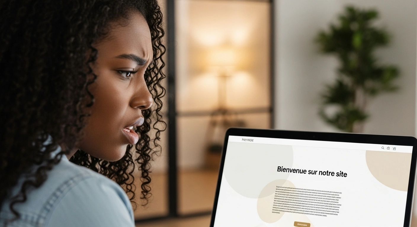 Illustration d'un site web générique et désordonné, symbolisant une brochure qui défile