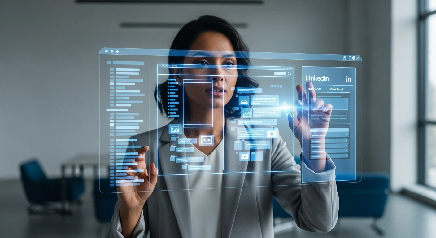 Illustration conceptuelle d'un site web comme 'camp de base' central distribuant du contenu vers LinkedIn.