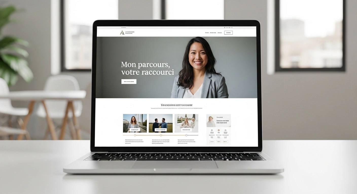 Maquette de site web où l'histoire personnelle devient le manifeste central de la page d'accueil