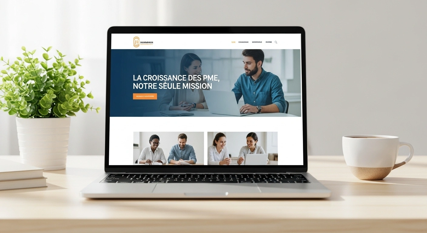 Maquette d'un site web dont le message est clairement destiné à une PME en croissance.