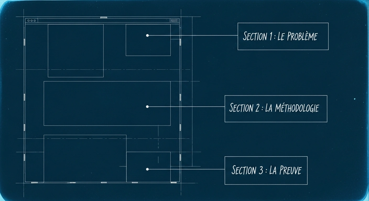 Schéma montrant les 3 sections d'un site web qui convainquent un prospect
