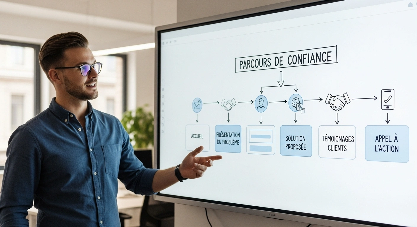 Schéma montrant comment la structure d'un Site Clarté correspond aux étapes du tunnel de vente.