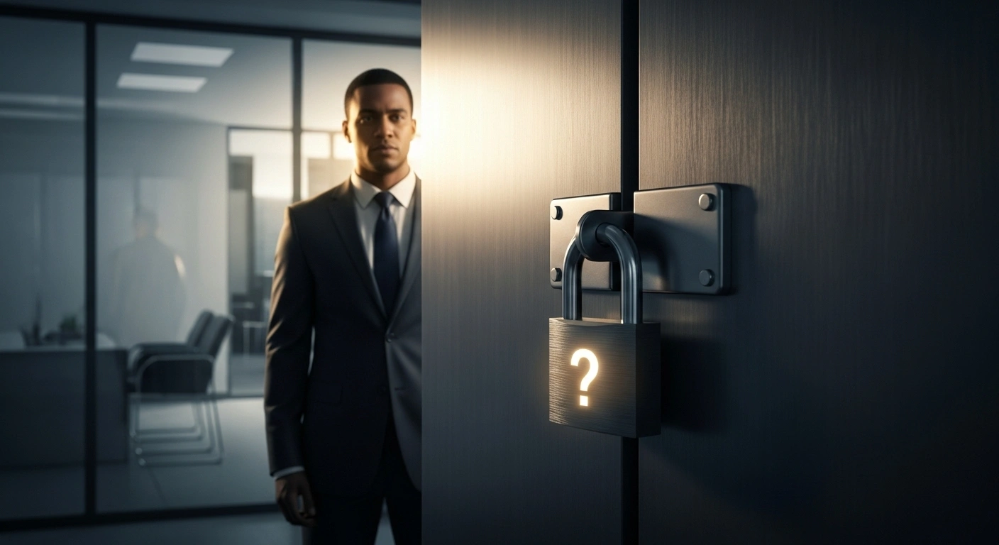 Porte fermée avec un cadenas symbolisant un prix inconnu