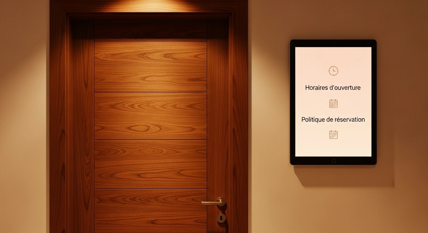 Écran d'ordinateur affichant un site web professionnel, avec une icône de bouclier symbolisant la protection du cadre.