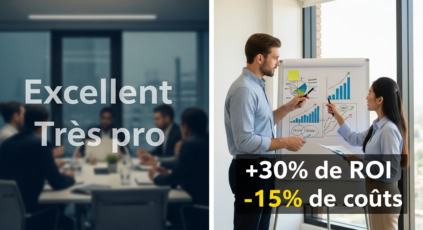 Illustration comparant un témoignage B2B vague et un témoignage chiffré et percutant.