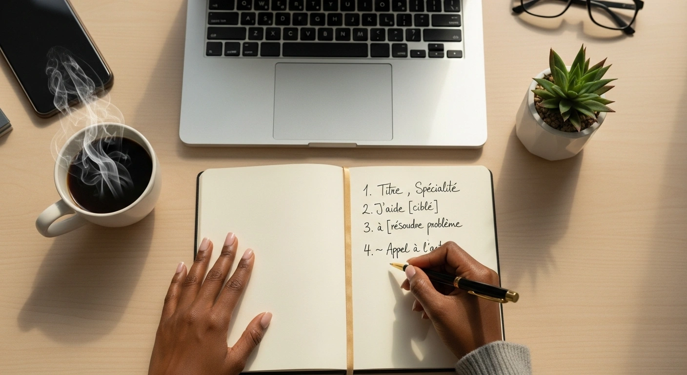 Une personne écrivant dans un carnet, symbolisant la promesse de transformation.