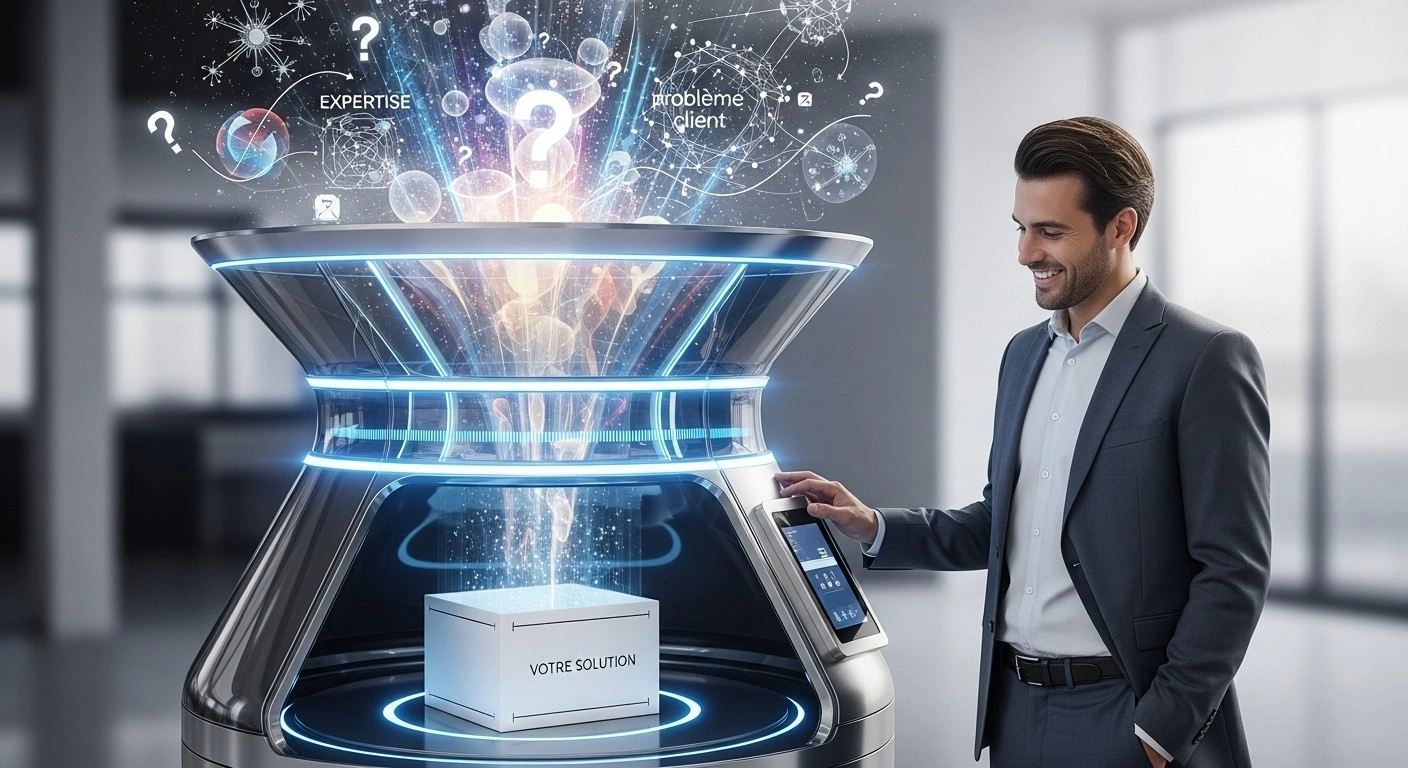 Illustration d'une expertise complexe transformée en une offre de service claire et packagée.