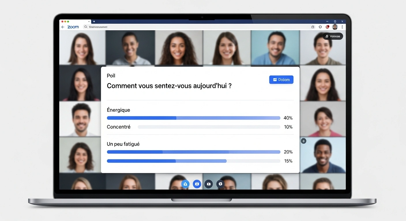 Exemple d'un sondage interactif sur Zoom affichant les résultats en temps réel