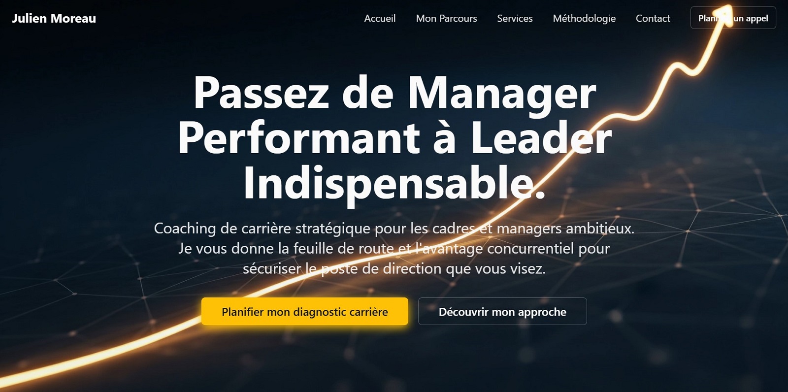 Mockup du site web de Julien Moreau, architecte de carrière, sur un ordinateur portable